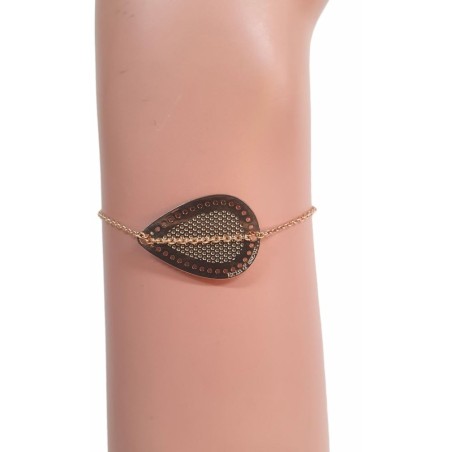 Bracelet – Feuille ajourée et chaîne dorée - Brin d'Amour