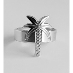 Bague palmier métal argenté...