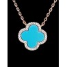 Collier trèfle turquoise en argent 925 doré rose