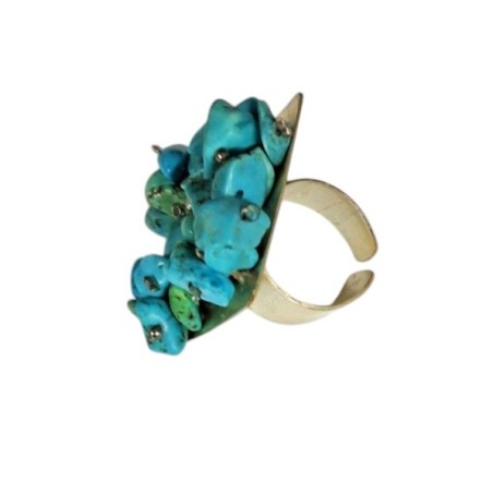 Bague fantaisie ajustable à pierres turquoise