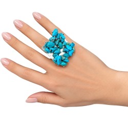 Bague fantaisie ajustable à pierres turquoise