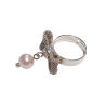 Bague fantaisie nœud papillon ajouré et perle