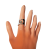 Bague large en métal argenté et pierre en suspension - Bijoux Brin d'Amour