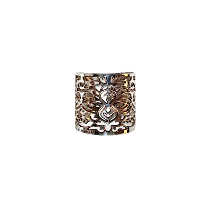Bague large en métal argenté à reflets cuivrés - Brin d'Amour