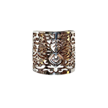 Bague large en métal argenté à reflets cuivrés - Brin d'Amour