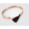 Bracelet jonc rigide à pompon textile  - Bijoux Ley Nat