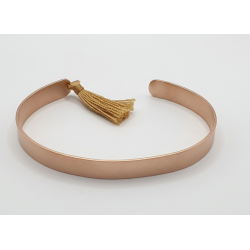 Bracelet jonc rigide à pompon textile  - Bijoux Ley Nat