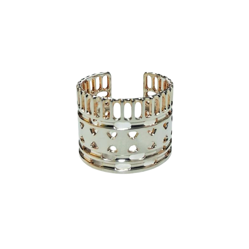 Bague jonc en métal argenté au design ajouré  - Brin d'Amour