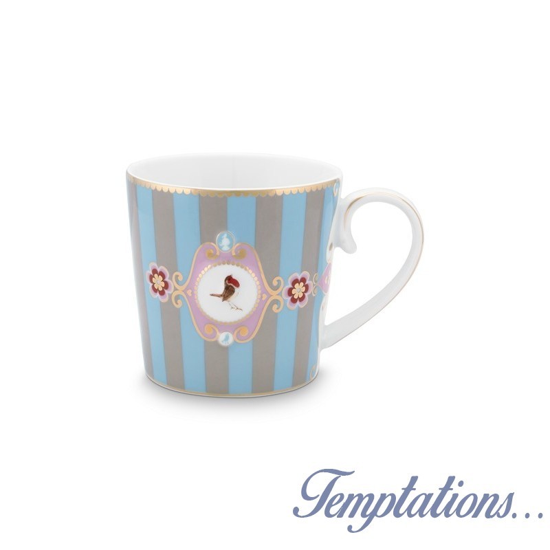 Grand mug à rayures bleu/kaki Pip Studio love birds