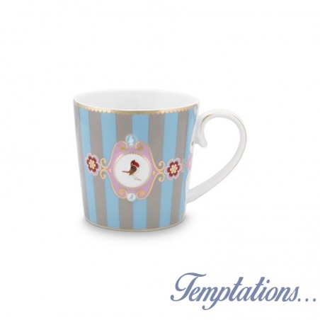 Grand mug à rayures bleu/kaki Pip Studio love birds