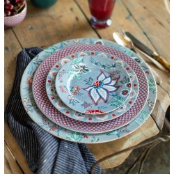 Assiette plate -Flower Festival - scallop rouge-bleu clair -Pip Studio