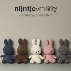 Peluche Miffy Lapin en velours côtelé gris foncé