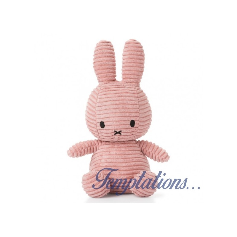 Peluche Miffy Lapin en velours côtelé rose