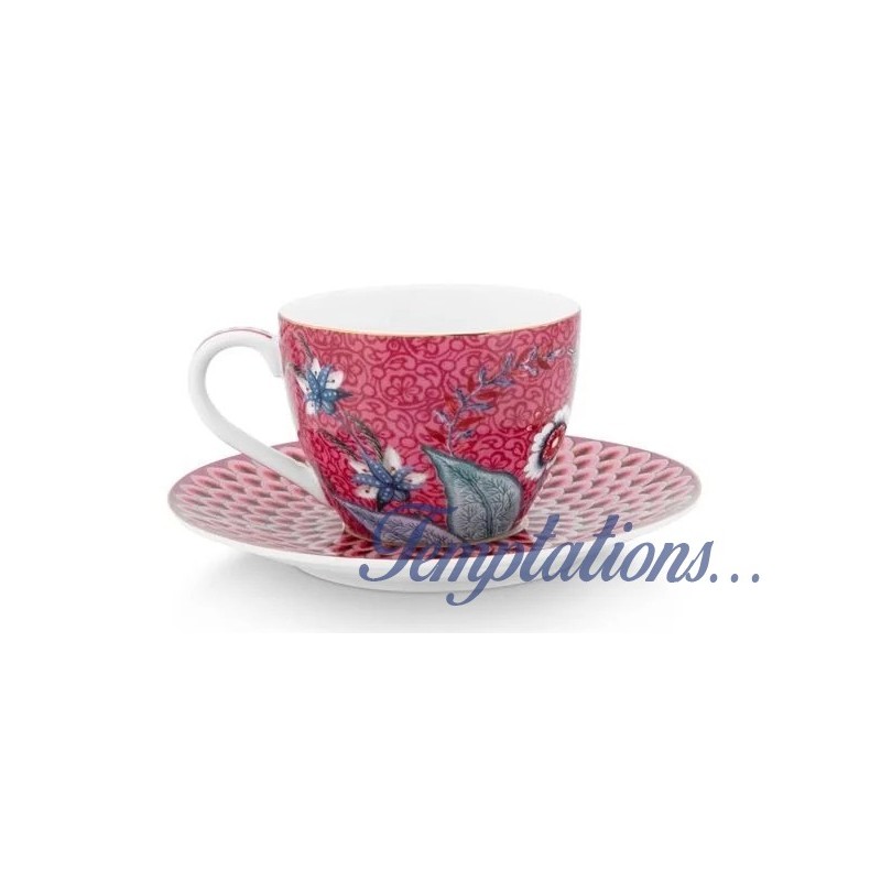 Tasse et soucoupe à café Flower Festival Dark Pink- 120 ml-Pip Studio