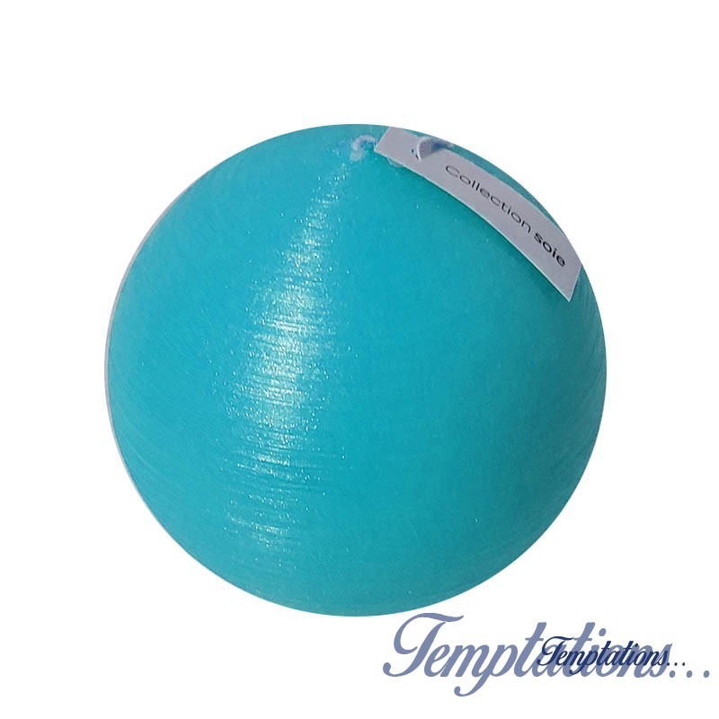 Bougie boule 10cm soie Turquoise