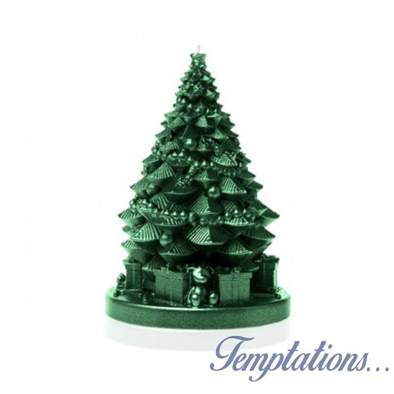 Bougie Sapin Cadeaux Vert Metal-candellana