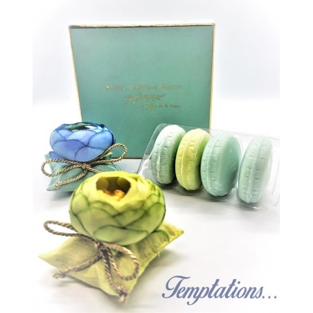 Boite 2 coussins à parfumer Anis/vert et 4 savons macarons– Atelier Catherine Masson