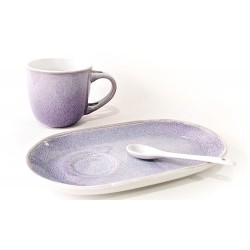 Tasse avec cuillère et soucoupe ovale